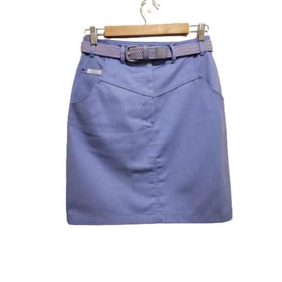 VTG 80s Skirt Purple Mini Denim Skirt with Matching Belt by Together Size 8 #139 - Picture 1 of 10